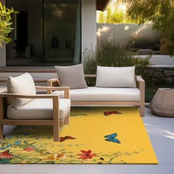 Green Butterfly Plant Area Rug Kitchen Mat Non-Slip Oil Proof Floor Mat Livingroom Rug Indoor Outdoor Mat Bedroom Decor Bathroom Mat Entrance Rug Door Mat