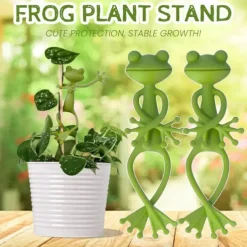 Green Frog Plant Supports Set Frog Plant Stand, Cute Frog Flower Pot Hugger Plant Climbing Fixture Clips, Multipurpose Frog Planter Decor Plant Vine Traction