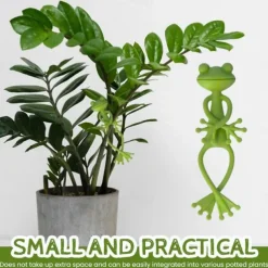 Green Frog Plant Supports Set Frog Plant Stand, Cute Frog Flower Pot Hugger Plant Climbing Fixture Clips, Multipurpose Frog Planter Decor Plant Vine Traction