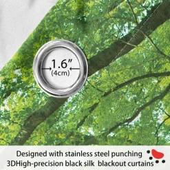 Green Healing Series Natural Forest Landscape Insulation Outdoor Balcony Rest Living Room Home Decoration 2-piece Set 3D Digital Printing Perforated Sunshade Curtains