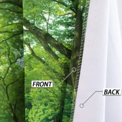 Green Healing Series Natural Forest Landscape Insulation Outdoor Balcony Rest Living Room Home Decoration 2-piece Set 3D Digital Printing Perforated Sunshade Curtains