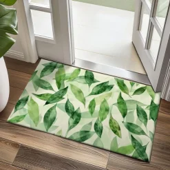Green Leaves Doormat Kitchen Mat Floor Mat Non-Slip Area Rug Oil Proof Rug Indoor Outdoor Mat Bedroom Decor Bathroom Mat Entrance Entryway Rug