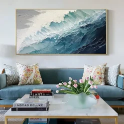 Green oil painting Handmade 3D abstract oil painting Hand Painted Oil Painting Wall Modern Abstract Green Wave Canvas Painting Home Decoration Decor Canvas Painting