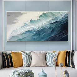 Green oil painting Handmade 3D abstract oil painting Hand Painted Oil Painting Wall Modern Abstract Green Wave Canvas Painting Home Decoration Decor Canvas Painting