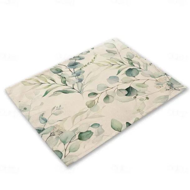 Green Placemats Heat Resistant Farmhouse Table Place Mat Stain Resistant Placemat, Placemat for Wedding Kitchen Dining Table Decoration Indoor Outdoor