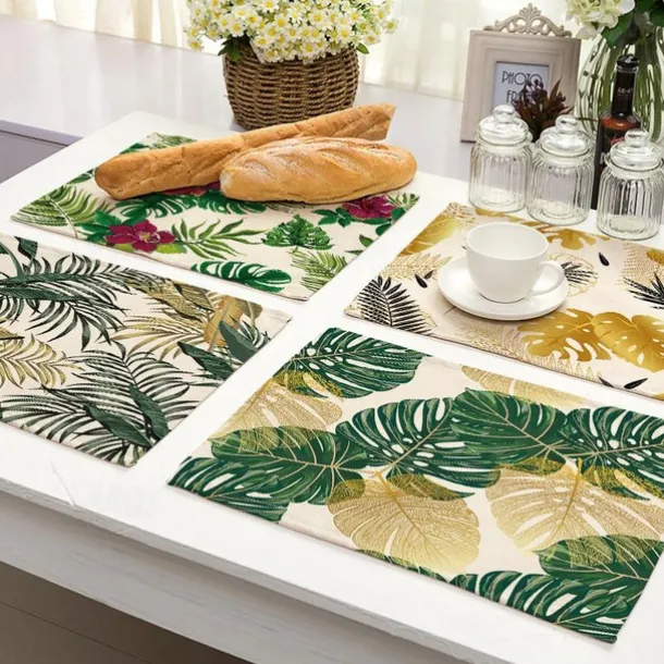 Green Placemats Heat Resistant Farmhouse Table Place Mat Stain Resistant Placemat, Placemat for Wedding Kitchen Dining Table Decoration Indoor Outdoor