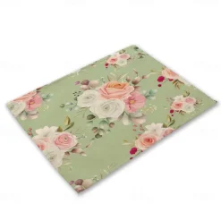 Green Placemats Heat Resistant Farmhouse Table Place Mat Stain Resistant Placemat, Placemat for Wedding Kitchen Dining Table Decoration Indoor Outdoor