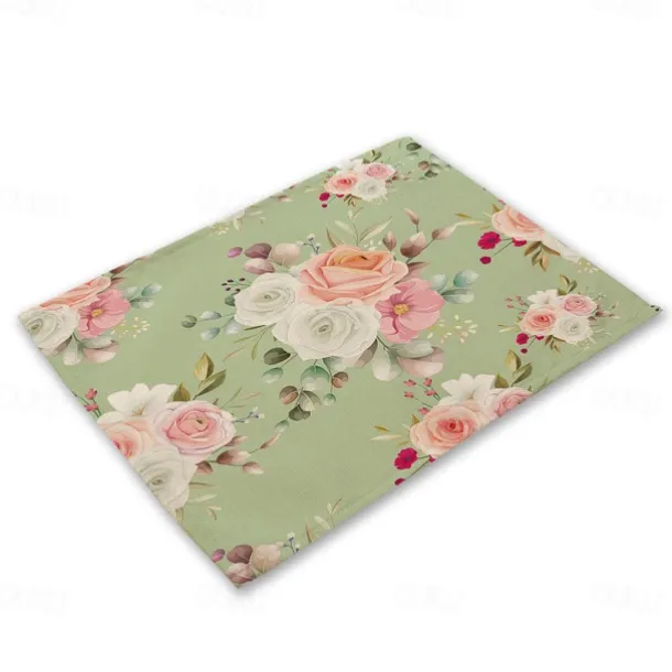 Green Placemats Heat Resistant Farmhouse Table Place Mat Stain Resistant Placemat, Placemat for Wedding Kitchen Dining Table Decoration Indoor Outdoor