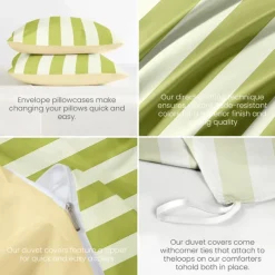 Green Stripe Pattern Duvet Cover Set Comforter Set 2/3PCS Luxury Cotton Bedding Set Home Decor Bedding Gift King Queen Full Size Queen King Size