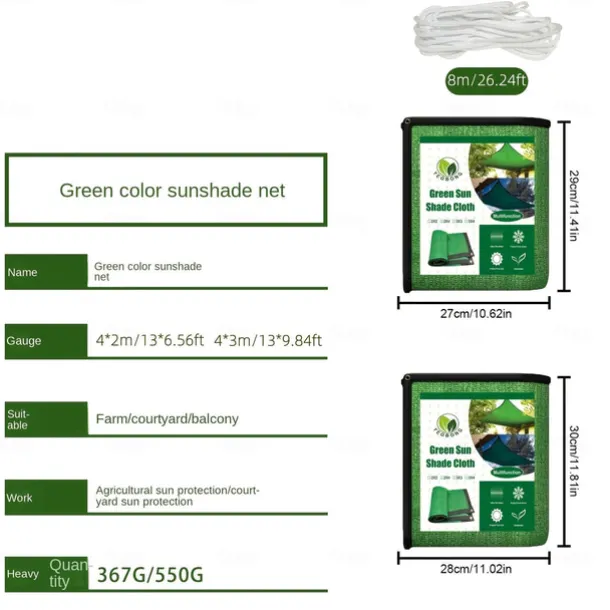 Green Sun Shade Cloth, Dense Shading Heat Insulation Net, Shading Cloth, Sun And Snow Protecting For Balcony, Courtyard, RV Camping