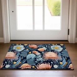 Green Yellow Floral Doormat Floor Mats Washable Rugs Kitchen Mat Non-Slip Oil Proof Rug Indoor Outdoor Mat Bedroom Decor Bathroom Mat Entrance Rug