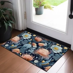 Green Yellow Floral Doormat Floor Mats Washable Rugs Kitchen Mat Non-Slip Oil Proof Rug Indoor Outdoor Mat Bedroom Decor Bathroom Mat Entrance Rug