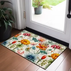 Green Yellow Floral Doormat Floor Mats Washable Rugs Kitchen Mat Non-Slip Oil Proof Rug Indoor Outdoor Mat Bedroom Decor Bathroom Mat Entrance Rug