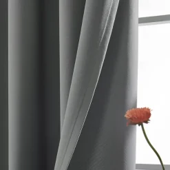 Grey Blackout Curtain 1 Panel Grommet Thermal Insulated Room Darkening Curtains for Bedroom and Living Room IKEA Series