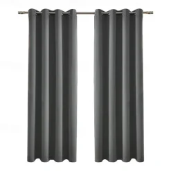 Grey Blackout Curtain 1 Panel Grommet Thermal Insulated Room Darkening Curtains for Bedroom and Living Room IKEA Series