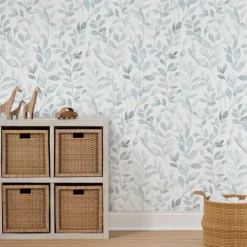 Grey Floral Wallpaper Peel and Stick Wallpaper Removable Pvc/Vinyl Self Adhesive 17.7''x118''in(45cmx300cm) / 45x300cm for Home Decor Bedroom Living Room