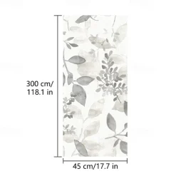 Grey Floral Wallpaper Peel and Stick Wallpaper Removable Pvc/Vinyl Self Adhesive 17.7''x118''in(45cmx300cm) / 45x300cm for Home Decor Bedroom Living Room
