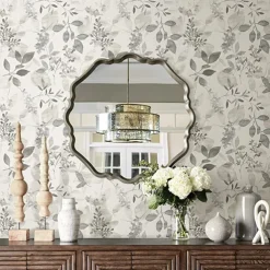 Grey Floral Wallpaper Peel and Stick Wallpaper Removable Pvc/Vinyl Self Adhesive 17.7''x118''in(45cmx300cm) / 45x300cm for Home Decor Bedroom Living Room