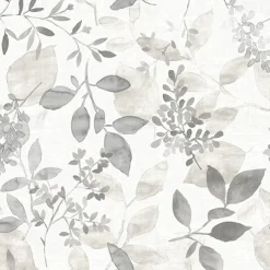 Grey Floral Wallpaper Peel and Stick Wallpaper Removable Pvc/Vinyl Self Adhesive 17.7''x118''in(45cmx300cm) / 45x300cm for Home Decor Bedroom Living Room