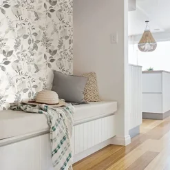 Grey Floral Wallpaper Peel and Stick Wallpaper Removable Pvc/Vinyl Self Adhesive 17.7''x118''in(45cmx300cm) / 45x300cm for Home Decor Bedroom Living Room