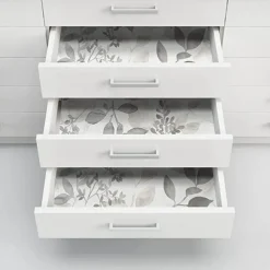 Grey Floral Wallpaper Peel and Stick Wallpaper Removable Pvc/Vinyl Self Adhesive 17.7''x118''in(45cmx300cm) / 45x300cm for Home Decor Bedroom Living Room