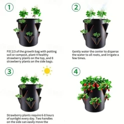 Grow Bags, Strawberry Planter Bags With Handles, 5/7/10 Gallon Heavy Duty Non-woven Fabric Plant Pots For Tomato,Carrot, Onion, Fruits, Flower And Vegetables, Garden Supplies