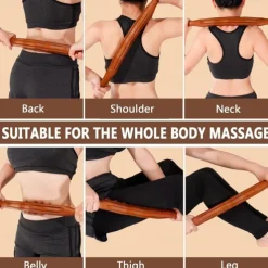 Guasha Wood Stick Massage Tool,20 Beads Wood Massage Roller Stick,Lymphatic Drainage Massager for Body Shaping,Gua Sha Tools for Back Leg
