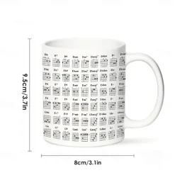 Guitar Chord Mug 400ml Cup with Chord White Ceramic Coffee Cup with Guitarist Design Perfect Gift for Beginner Guitar Enthusiasts Ideal for Music Lovers Home or Office Use