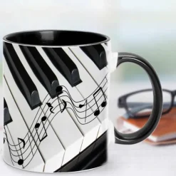 Guitar Coffee Cup Musical Coffee Mugs, Guitar Cup Travel Mug Funny Drinking Cup Desk Decor,11.2oz Ceramic Mug Tea Mug, Birthday Christmas Gifts for Music Lover