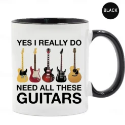 Guitar Coffee Cup Musical Coffee Mugs, Guitar Cup Travel Mug Funny Drinking Cup Desk Decor,11.2oz Ceramic Mug Tea Mug, Birthday Christmas Gifts for Music Lover