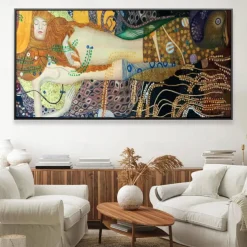 Gustav Klimt Water Serpents Oil painting hand-painted Gustav Klimt oil painting Gustav Klimt painting woman vintage art decor painting
