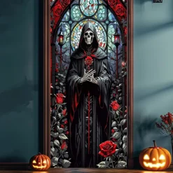 Halloween Door Covers Door Tapestry Door Curtain Decoration Backdrop Door Banner for Front Door Farmhouse Holiday Party Indoor Outdoor Decor Supplies