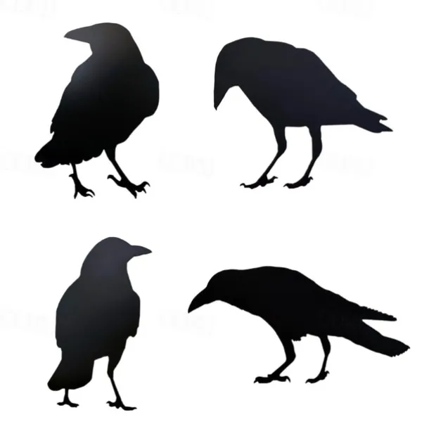 Halloween Acrylic Black Crow Scuplture Ornament Creative Photo Frame Raven Bird Statue Figurine Wall Display Decoration