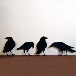 Halloween Acrylic Black Crow Scuplture Ornament Creative Photo Frame Raven Bird Statue Figurine Wall Display Decoration