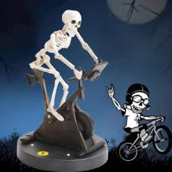 Halloween Animatronics Skeleton,Animatronic Skeleton Riding Bicycle Halloween Decoration,Funny Animatronic Skeleton On Spin Bike,Skeleton Man Holiday Themed Figurines,Skeleton Halloween Decor