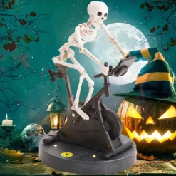 Halloween Animatronics Skeleton,Animatronic Skeleton Riding Bicycle Halloween Decoration,Funny Animatronic Skeleton On Spin Bike,Skeleton Man Holiday Themed Figurines,Skeleton Halloween Decor