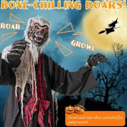 Halloween Animatronics, Sound-Activated Werewolf with Glowing Eyes and Scary Sounds, Giant Animated Outdoor Halloween Decoration, Man Accessory