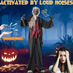 Halloween Animatronics, Sound-Activated Werewolf with Glowing Eyes and Scary Sounds, Giant Animated Outdoor Halloween Decoration, Man Accessory