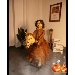 Halloween Automaton - Cursed Girl on Animated Rocking Horse - 105cm - Animatronics - Mains Powered - Quick and Easy Assembly