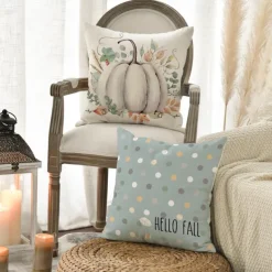 Halloween Autumn Harvest Double Side Pillow Cover 4PC Soft Decorative Square Cushion Case Pillowcase for Bedroom Livingroom Sofa Couch Chair Pumpkin