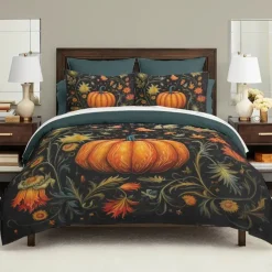 Halloween Autumn Pumpkin Duvet Cover Set - Includes Duvet Cover and Pillowcases - Festive and Cozy Design - Soft and Comfortable Fabric - Perfect for Halloween and Fall Home Decor