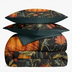 Halloween Autumn Pumpkin Duvet Cover Set - Includes Duvet Cover and Pillowcases - Festive and Cozy Design - Soft and Comfortable Fabric - Perfect for Halloween and Fall Home Decor