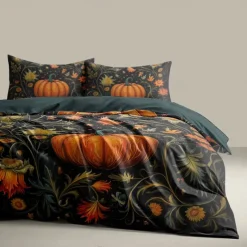 Halloween Autumn Pumpkin Duvet Cover Set - Includes Duvet Cover and Pillowcases - Festive and Cozy Design - Soft and Comfortable Fabric - Perfect for Halloween and Fall Home Decor