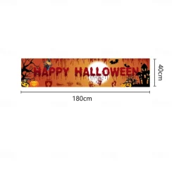 Halloween Banner Decoration Outdoor Banner Hanging Banner Front Door Porch Courtyard Sign Indoor Home Wall Decoration Halloween Party Welcome Sign