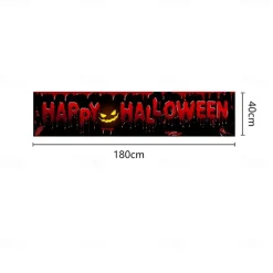 Halloween Banner Decoration Outdoor Banner Hanging Banner Front Door Porch Courtyard Sign Indoor Home Wall Decoration Halloween Party Welcome Sign