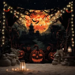 Halloween Bat Hanging Tapestry Wall Art Large Tapestry Mural Decor Photograph Backdrop Blanket Curtain Home Bedroom Living Room Decoration Halloween Decorations