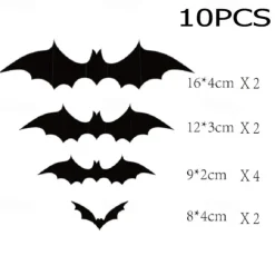 Halloween Black Bat PVC 3D Wall Halloween Bat Sticker Wall Decoration Scene Layout Horror Sticker Halloween Party Decoration Indoor and Outdoor Home Window Decoration Party Supplies