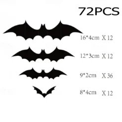 Halloween Black Bat PVC 3D Wall Halloween Bat Sticker Wall Decoration Scene Layout Horror Sticker Halloween Party Decoration Indoor and Outdoor Home Window Decoration Party Supplies