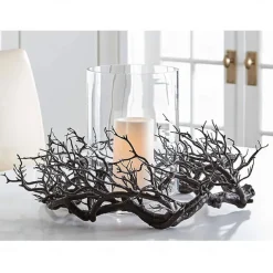 Halloween Black Branch Garland with Red LED Light for Front Door Decoration, Glitter Shiny Garland Halloween Outdoor Home Decor Ornaments