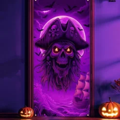 Halloween Blacklight Door Covers Door Tapestry Door Curtain Decoration Backdrop Door Banner for Front Door Farmhouse Holiday Party Indoor Outdoor Decor Supplies